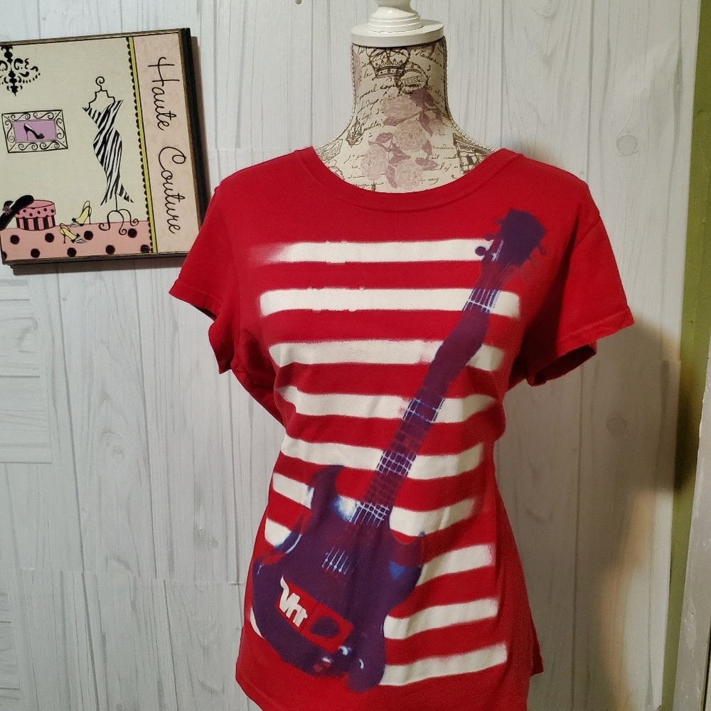 VH1 VINTAGE STYLE RED WHITE &BLUE GUITAR TEE xxl